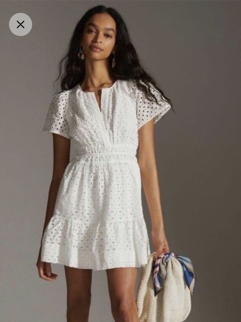 Anthropologie White Eyelet Mini Dress